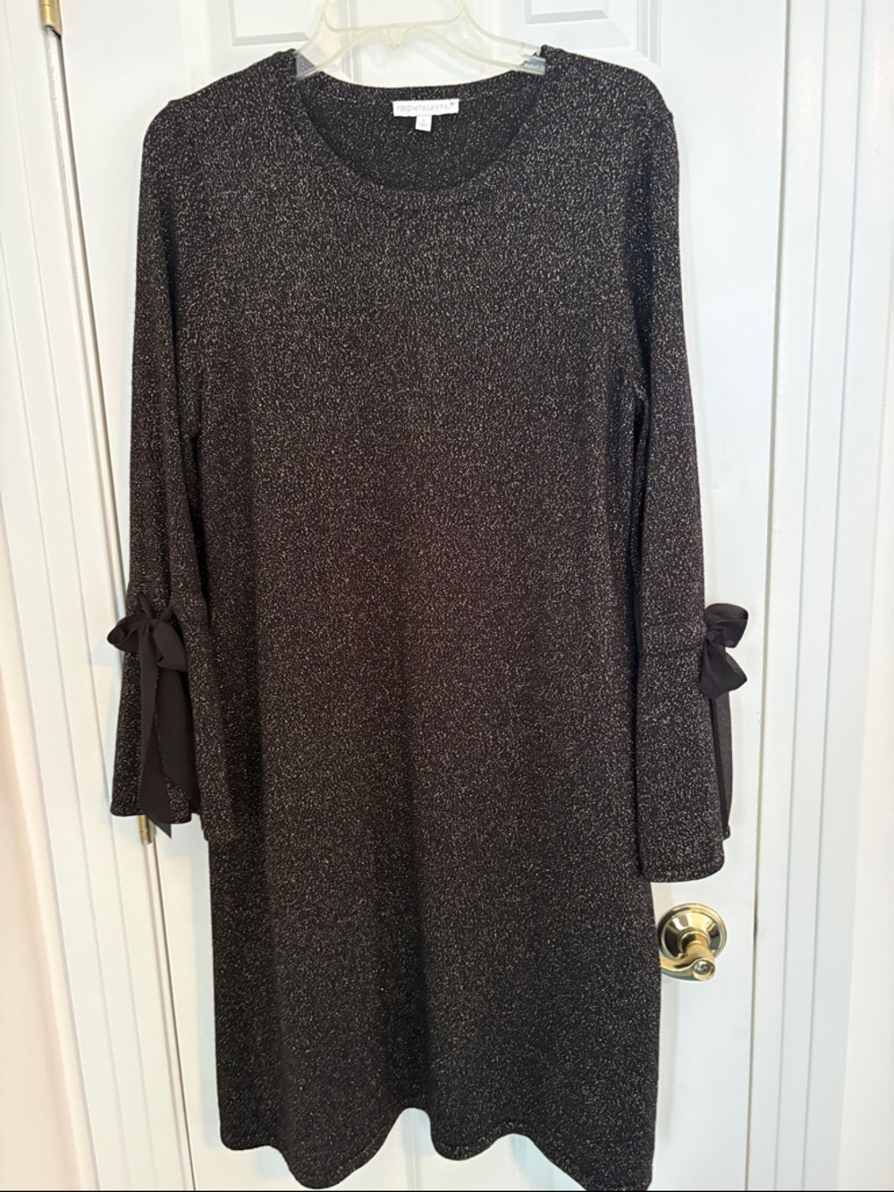 RSVP by Talbots Glitter Knit Shift Dress with Bow Sleeve Detail
